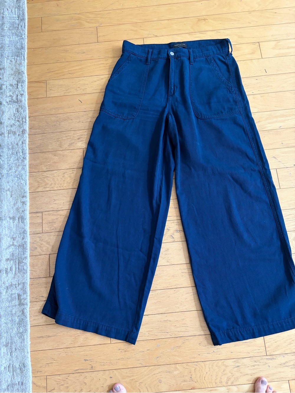 Wide-Leg Womens Pants in Navy Blue
